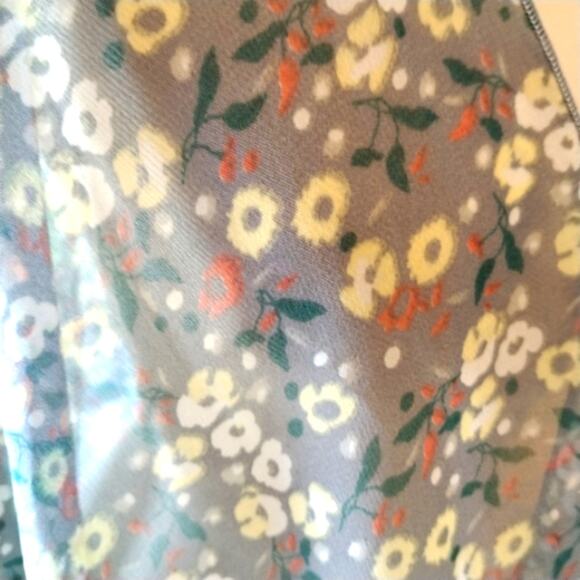 Kimono BEACH COVERUP Top ONE SIZE Moss Green Daisies Sheer Boho Coastal Beachy - Picture 3 of 8